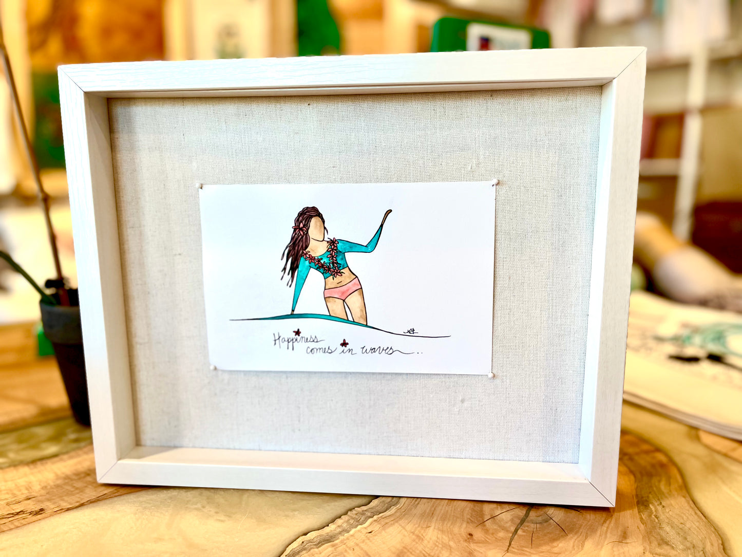 Happiness comes in Waves - Framed Original Artwork