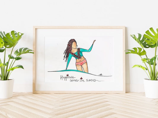 Happiness comes in Waves - Matted Print