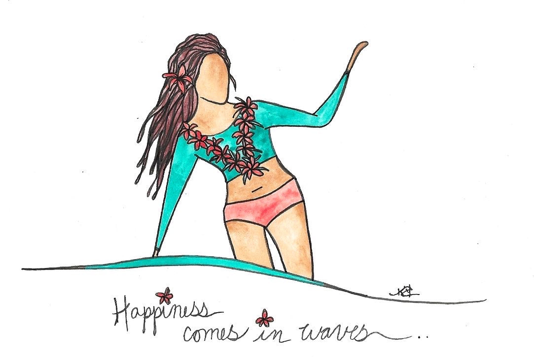 Happiness comes in Waves - Matted Print