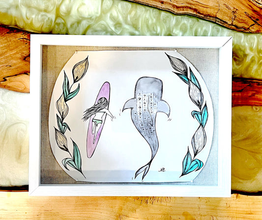 We are all Connected - Original Artwork created on mixed media paper with acrylic and ink. Matted in high profile shadowbox frames