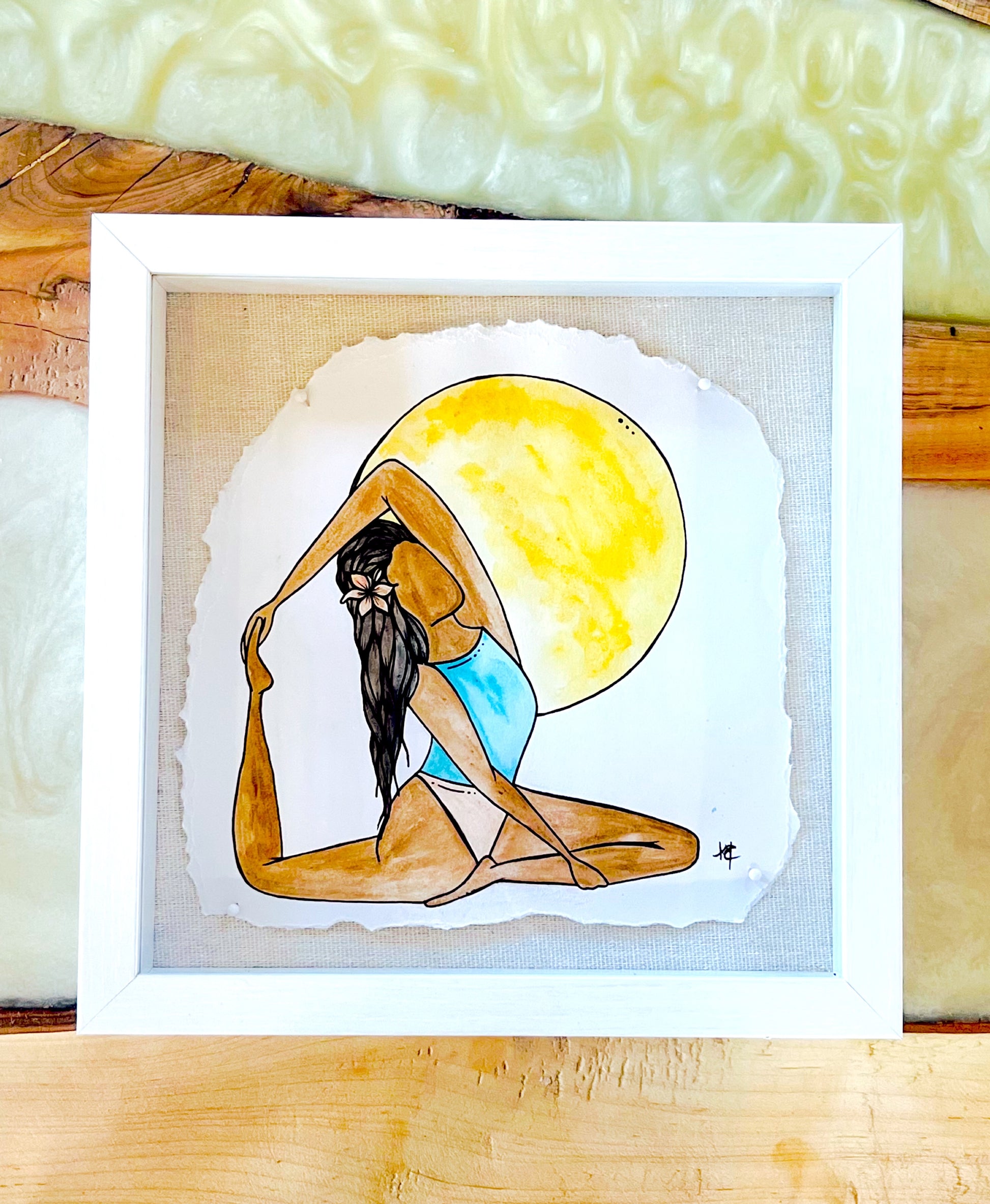 Beauty Shines from the Inside Out- Original Artwork created on mixed media paper with acrylic and ink. Matted in high profile shadowbox frames