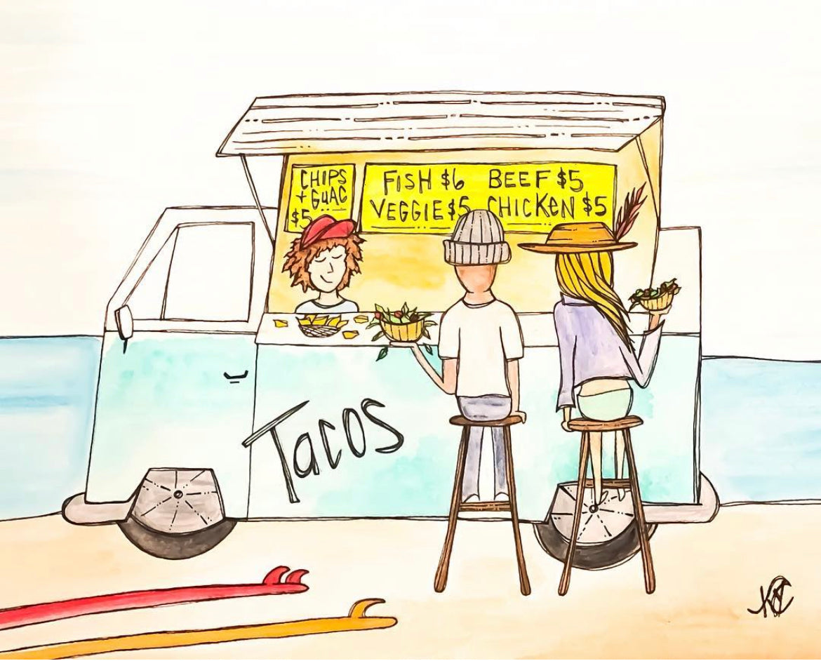 Let's Taco 'Bout Dreams  - Original Artwork created on mixed media paper with acrylic and ink. Matted in high profile shadowbox frames