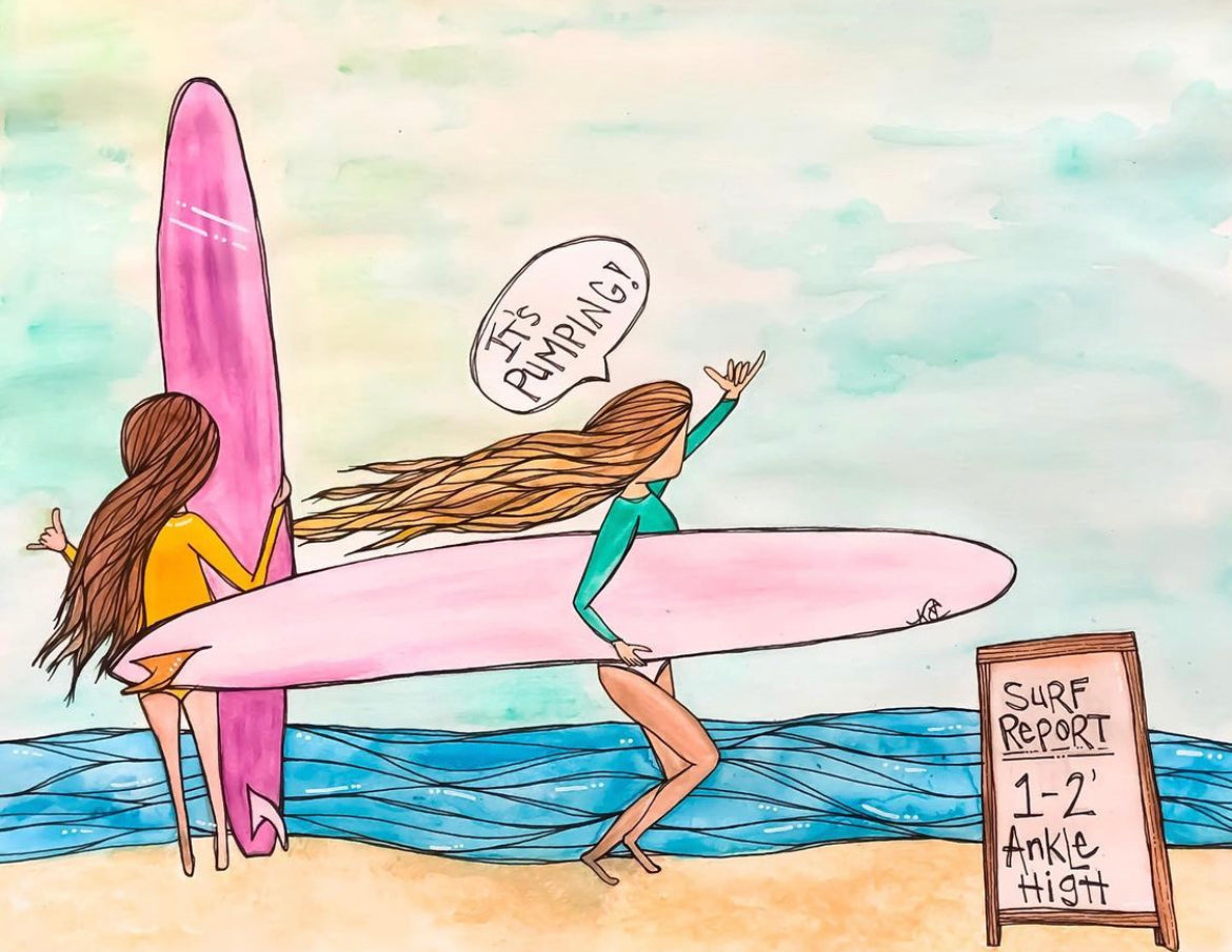 Ankle Biters - Original Artwork created on mixed media paper with acrylic and ink. Matted in high profile shadowbox frames