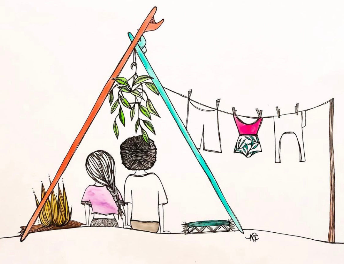 All the Shelter we Need - Original Artwork created on mixed media paper with acrylic and ink. Matted in high profile shadowbox frames