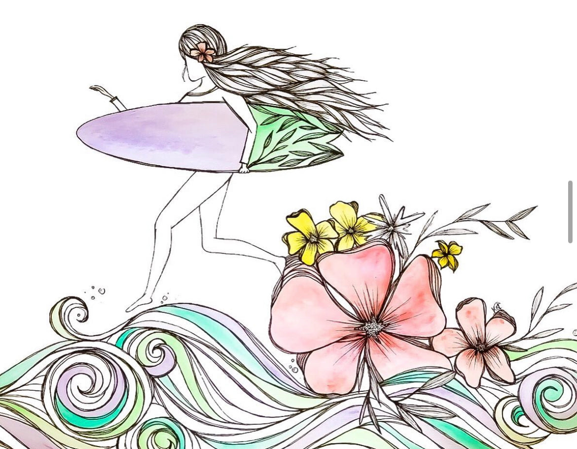 The Sacred Run Down - Original Artwork created on mixed media paper with acrylic and ink. Matted in high profile shadowbox frames