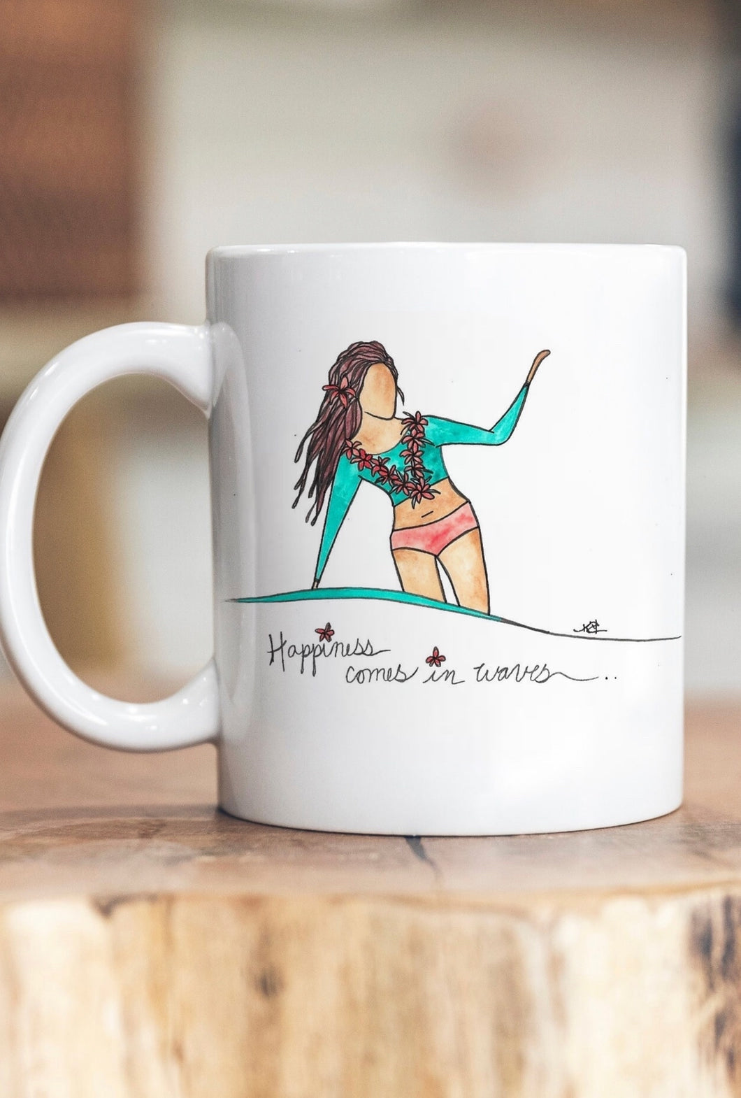 Happiness comes in Waves mug
