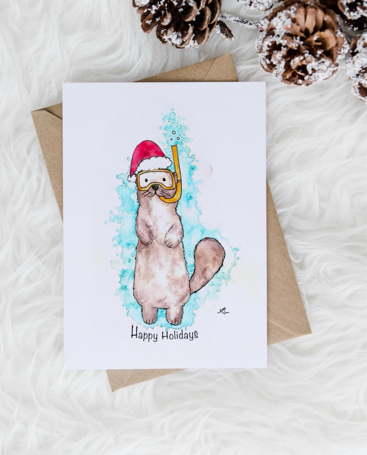 Happy Holidays Otter Greeting Card