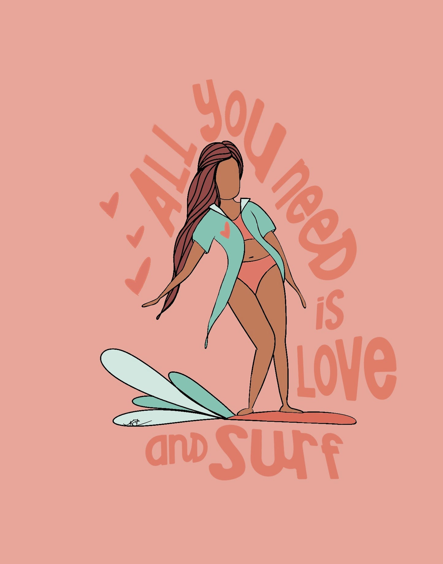 All you Need is Love and Surf - Canvas Print