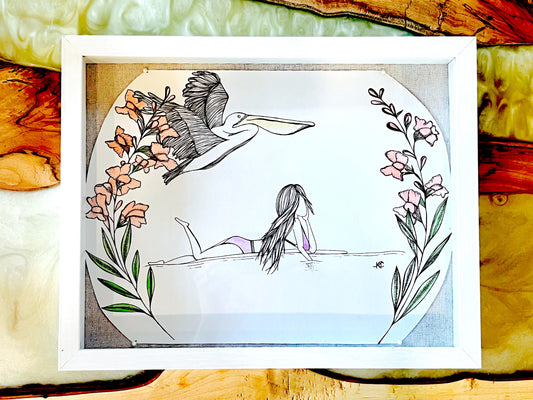 It's all in the Glide - Original Artwork created on mixed media paper with acrylic and ink. Matted in high profile shadowbox frames