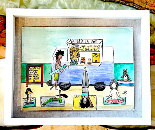 Be Where you Are- Original Artwork created on mixed media paper with acrylic and ink. Matted in high profile shadowbox frames