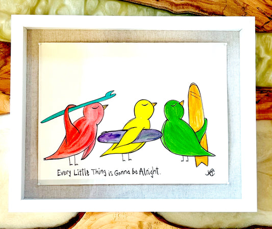 Every Little Thing - Original Artwork created on mixed media paper with acrylic and ink. Matted in high profile shadowbox frames