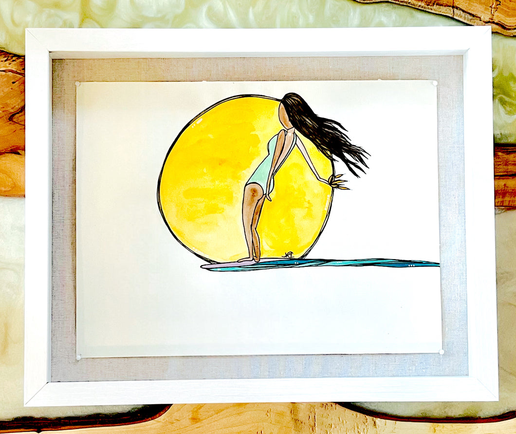 Soul Glow - Original Artwork created on mixed media paper with acrylic and ink. Matted in high profile shadowbox frames