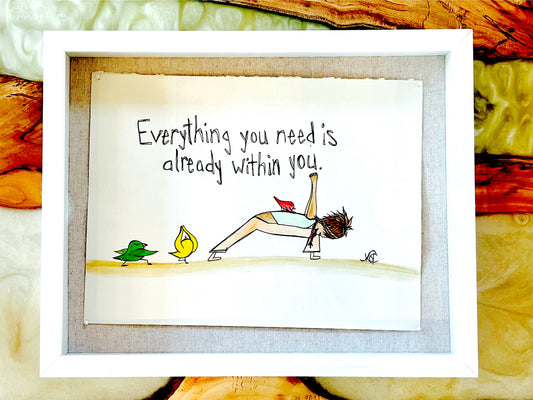 Everything you Need - Original Artwork created on mixed media paper with acrylic and ink. Matted in high profile shadowbox frames