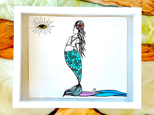 Enjoying the Ride with You - Original Artwork created on mixed media paper with acrylic and ink. Matted in high profile shadowbox frames