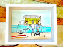 Load image into Gallery viewer, Let&#39;s Taco &#39;Bout Dreams - Original Artwork created on mixed media paper with acrylic and ink. Matted in high profile shadowbox frames
