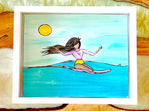 Pure Joy - Original Artwork created on mixed media paper with acrylic and ink. Matted in high profile shadowbox frames