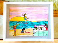 Load image into Gallery viewer, Sisters of the Sea - Original Artwork created on mixed media paper with acrylic and ink. Matted in high profile shadowbox frames