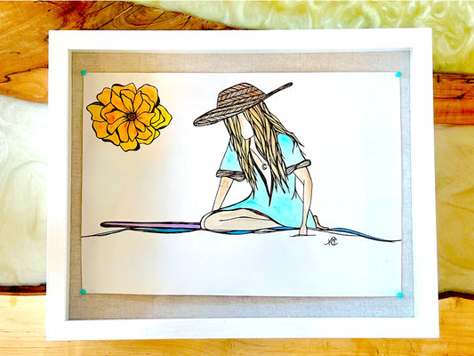 Bow Down - Original Artwork created on mixed media paper with acrylic and ink. Matted in high profile shadowbox frames