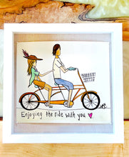 Load image into Gallery viewer, Enjoying the Ride with You - Original Artwork created on mixed media paper with acrylic and ink. Matted in high profile shadowbox frames