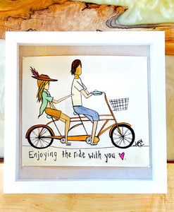 Enjoying the Ride with You - Original Artwork created on mixed media paper with acrylic and ink. Matted in high profile shadowbox frames