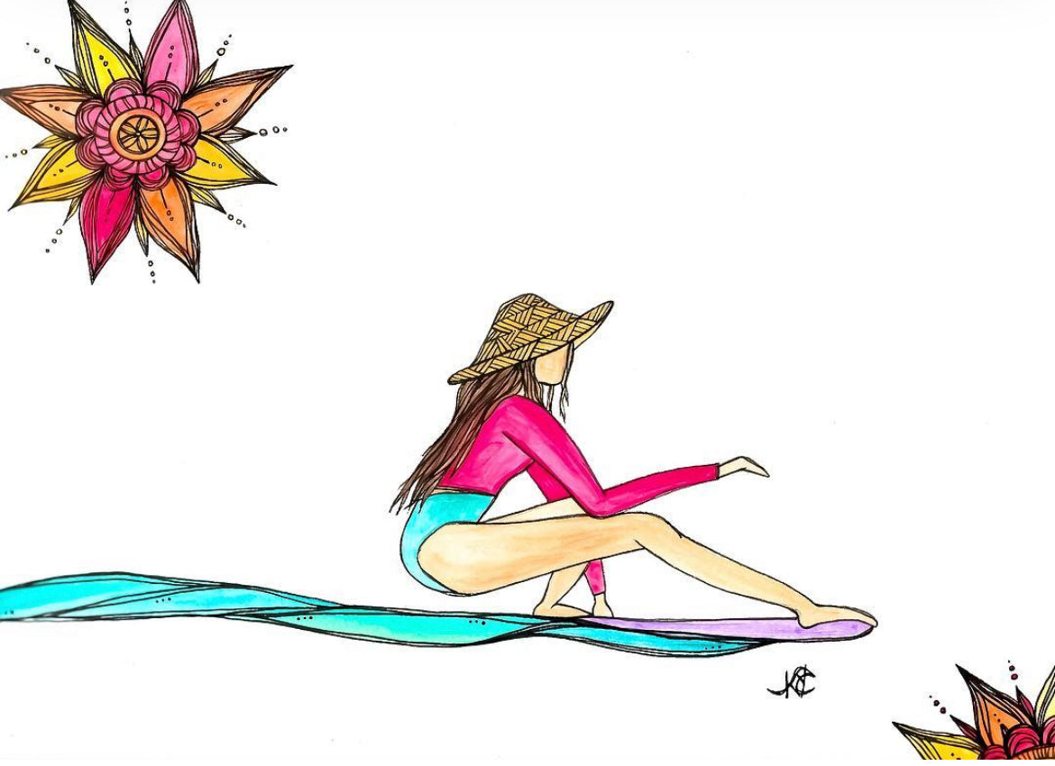 Just Flow - Original Artwork created on mixed media paper with acrylic and ink. Matted in high profile shadowbox frames