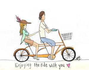 Enjoying the Ride with You - Original Artwork created on mixed media paper with acrylic and ink. Matted in high profile shadowbox frames