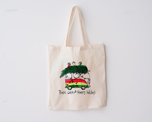Peace, Love, & Happy Holidays Tote